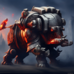 00023-2748935233-robot boar in the style of warhammer 40000, battle, volumetric light, speckle...png