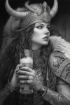 ThomasU_azer_god_freya_drinking_beer_pencil_drawing_3c9a0ab2-ff92-4e10-bdc0-0b6d081c2783.png