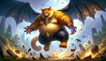 DALL·E 2023-11-17 11.13.19 - Create an action scene featuring a very overweight karkion, resem...jpg