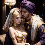 14083-555635976-a blonde girl in a purple loincloth kissing a clothed dark-haired male Arabic ...png