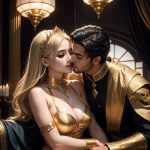 14081-2041608239-a blonde girl in a gold loincloth kissing a clothed dark-haired male Arabic p...png
